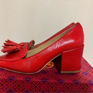 Tory Burch safian leather red shoes